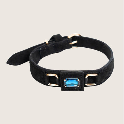 Bruni Boi Nova Black Suede Leather Dog Collar