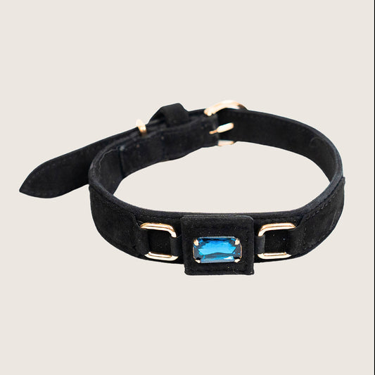 Bruni Boi Nova Black Suede Leather Dog Collar