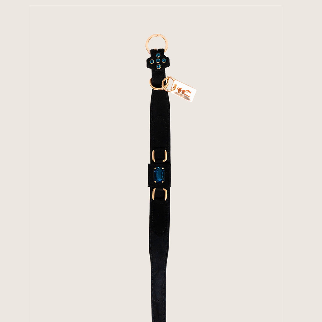 Bruni Boi Nova Black Suede Leather Dog Collar