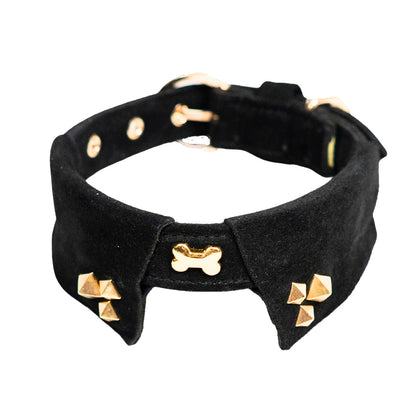 Bruni Boi Rebel Black Suede Leather Dog Collar