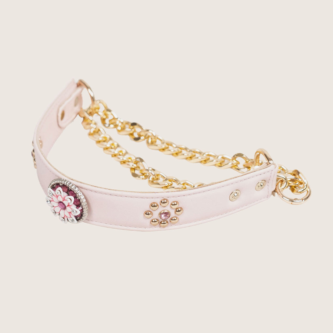 Bruni Boi Tiara Blush Pink Leather Dog Collar
