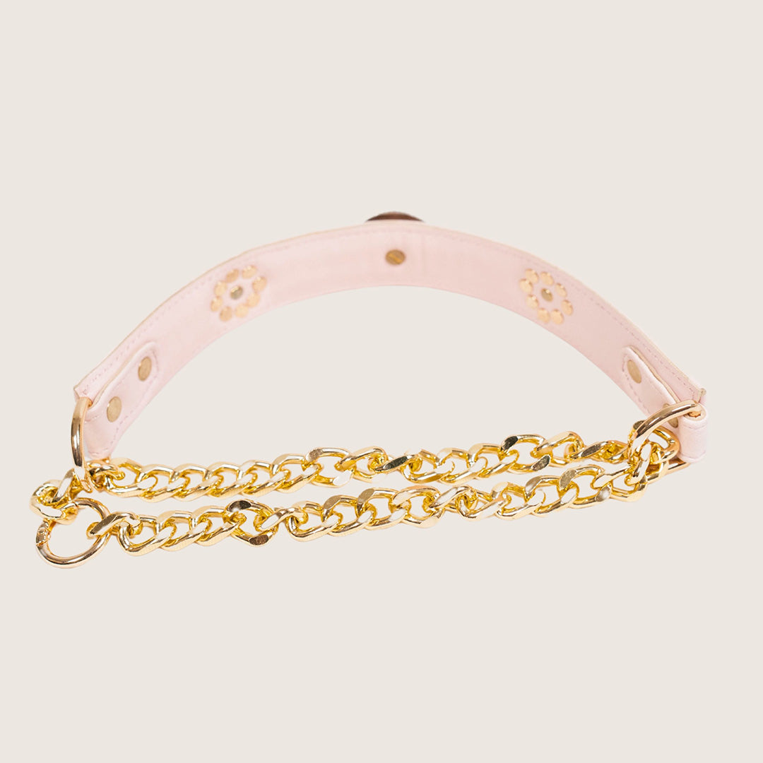 Bruni Boi Tiara Blush Pink Leather Dog Collar