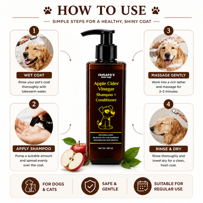 Chelsea's Body Care Apple Cider Vinegar Shampoo + Conditioner for Dogs & Cats