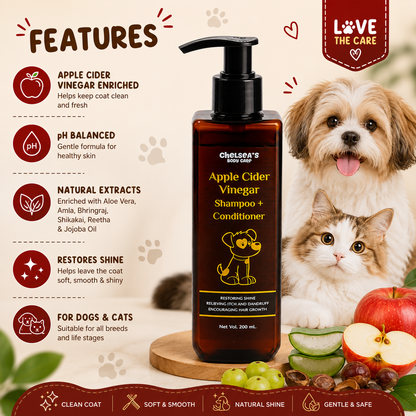 Chelsea's Body Care Apple Cider Vinegar Shampoo + Conditioner for Dogs & Cats