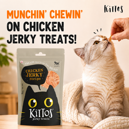 Kittos Chicken Jerky Strips Cat Treat, 35 gm