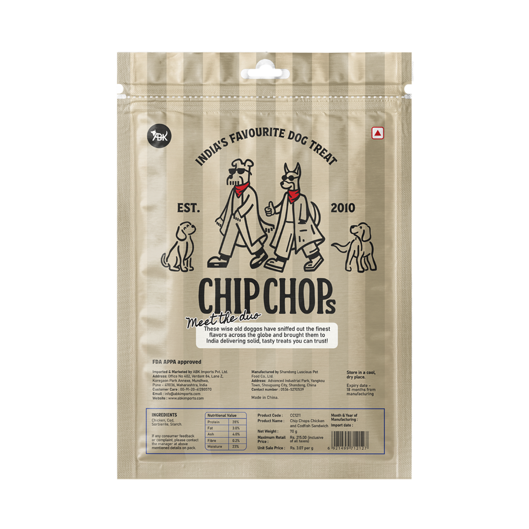 Chip Chops Chicken & Codfish Sandwich, 70 gm