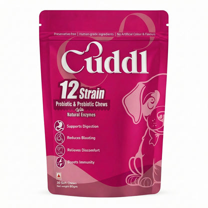 Cuddl 12-Strain Probiotic & Prebiotic Chews for Dogs with Natural Enzymes