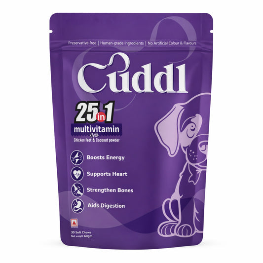 Cuddl 25-in-1 Multivitamin Chews for Dogs with Chicken Feet & Coconut Powder