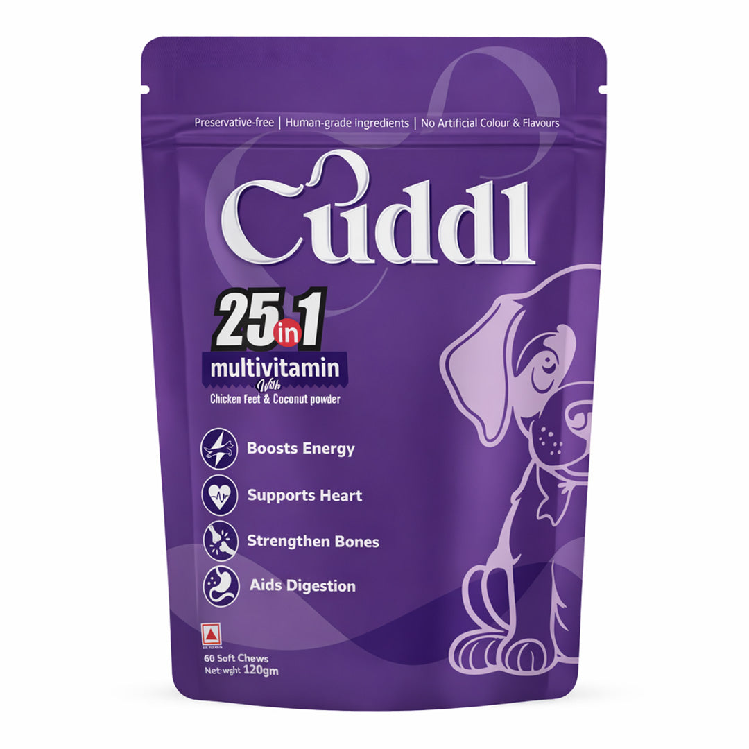 Cuddl 25-in-1 Multivitamin Chews for Dogs with Chicken Feet & Coconut Powder