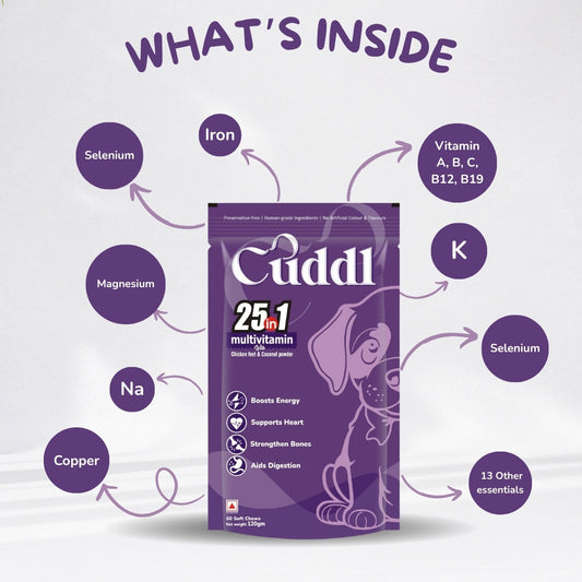 Cuddl 25-in-1 Multivitamin Chews for Dogs with Chicken Feet & Coconut Powder