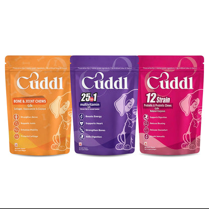 Cuddl Complete Dog Health Combo | 30 Chews | Pack of 3