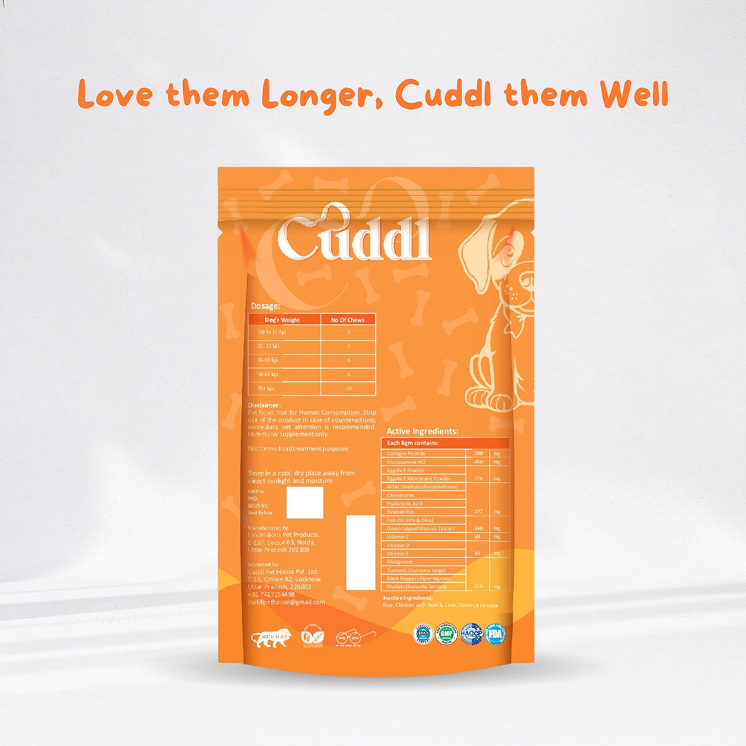 Cuddl Bone & Joint Chews for Dogs with Calcium