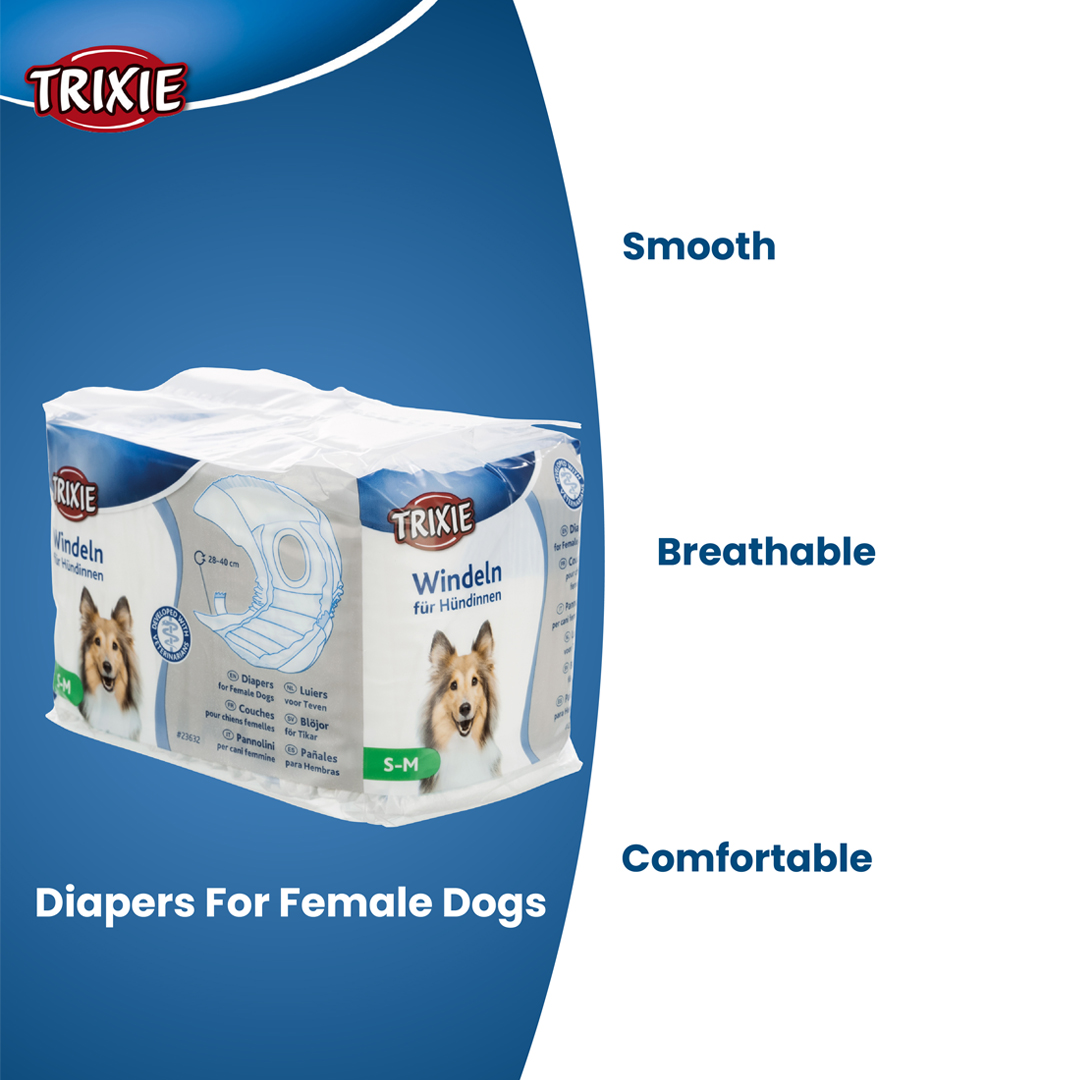 Trixie Diapers for female dogs, S–M: 28–40 cm, 12 pcs