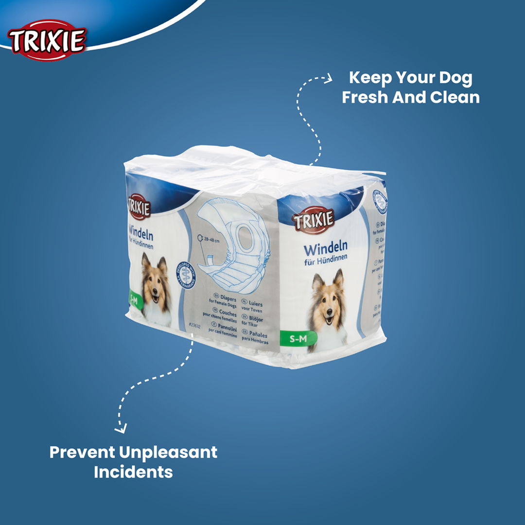 Trixie Diapers for female dogs, S–M: 28–40 cm, 12 pcs
