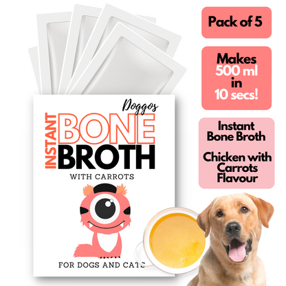 Doggos Instant Chicken and Carrots Bone Broth Gut and Vision Formula (Makes 5 x 100ml)
