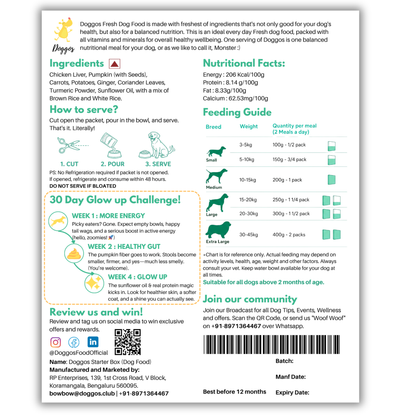Doggos Real Fresh Adult Dog Food Travel Size Pack 800g (4x200g)