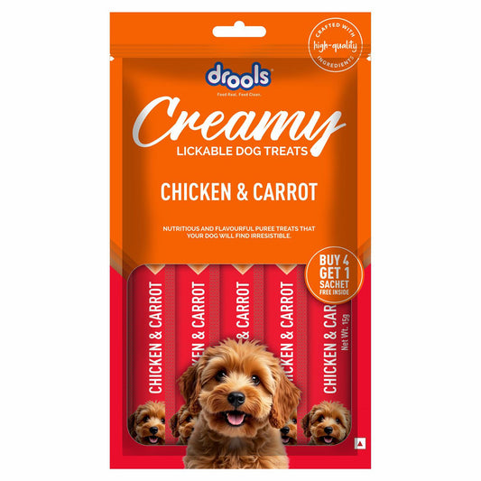 Drools Dog Treats, Creamy Chicken & Carrot 5 Sticks Tasty & Nutritious Snack for All Breeds, (15g x5) ,75g