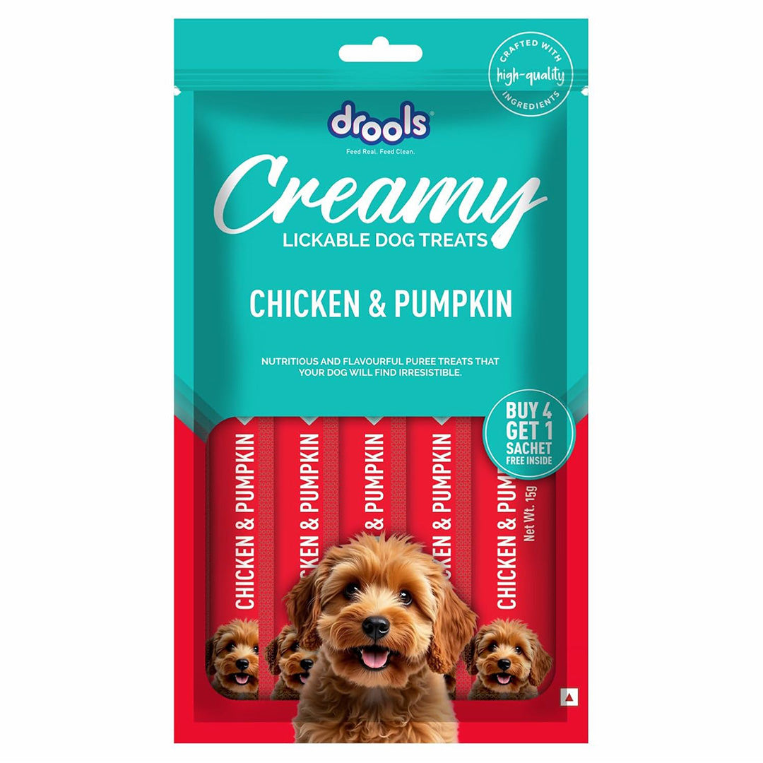 Drools Dog Treats, Creamy Chicken & Pumpkin, Tasty & Nutritious Snack for All Breeds, (15g x5) ,75g