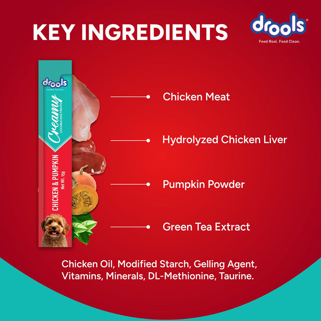 Drools Dog Treats, Creamy Chicken & Pumpkin, Tasty & Nutritious Snack for All Breeds, (15g x5) ,75g