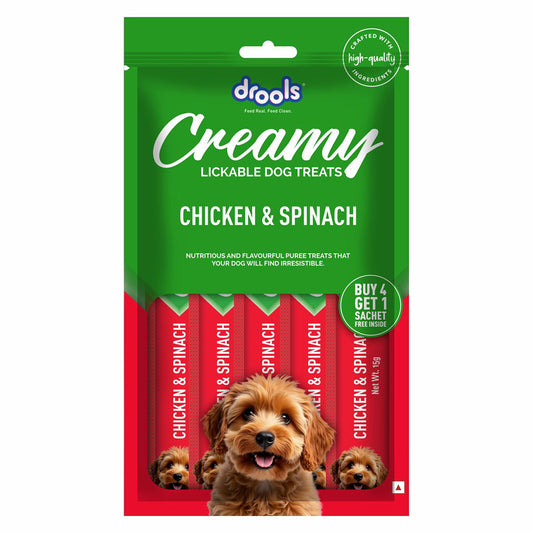 Drools Dog Treats, Creamy Chicken & Spinach 5 Sticks Tasty & Nutritious Snack for All Breeds, (15g x5) ,75g