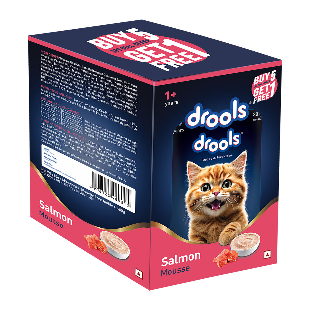 Drools Salmon Mousse Cat 80gm (5+1) Pc
