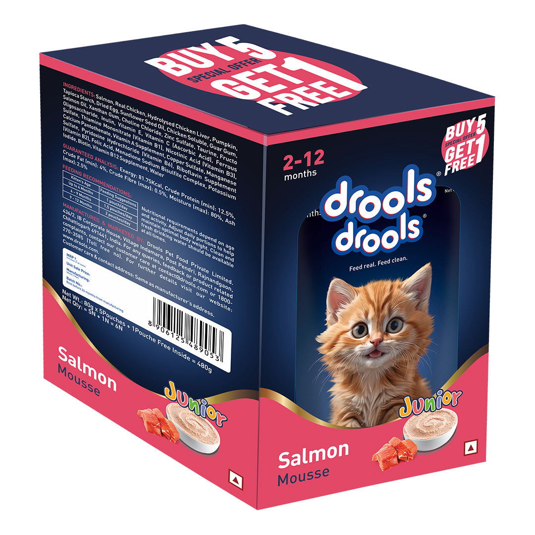 Drools Salmon Mousse Kitten 80gm (5+1) Pc