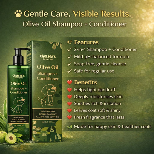 Chelsea’s Body Care Olive Oil Shampoo + Conditioner for Dogs & Cats