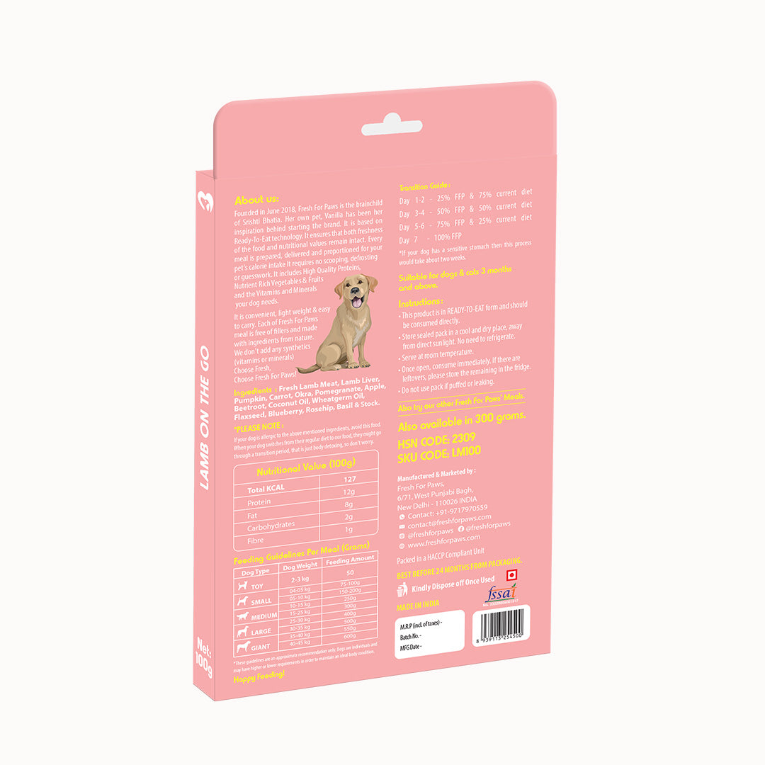 Fresh For Paws Lamb On The Go Wet Food for Dogs