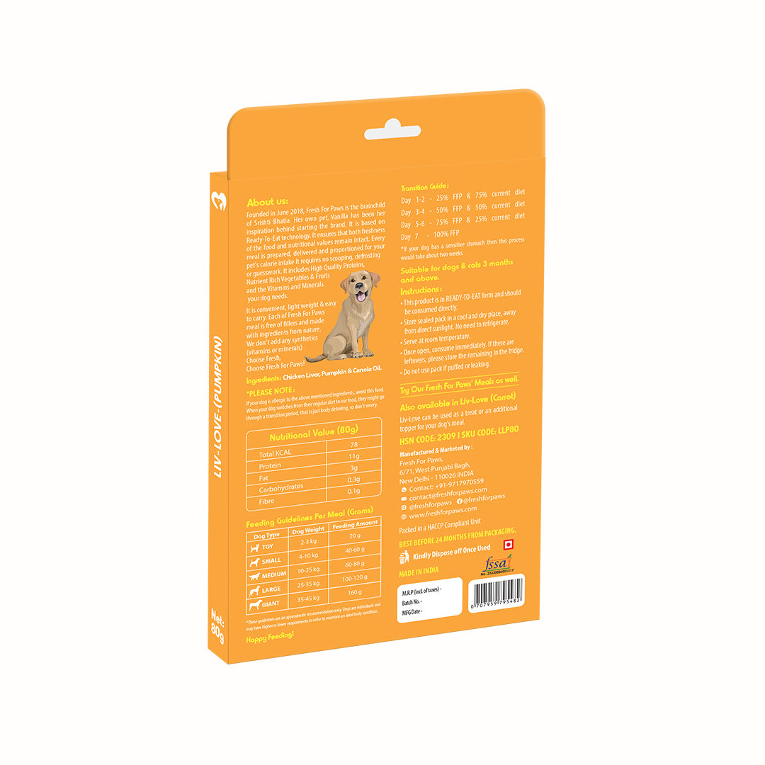 Fresh For Paws Liv Love Liver & Pumpkin Meal Topper for Dogs | Grain-Free