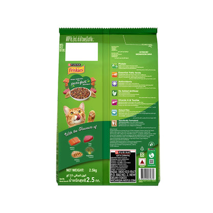 Purina Friskies Indoor Delights Adult Dry Cat Food, 2.5 kg, Contains Salmon, Tuna, Chicken and Vegetables Flavours