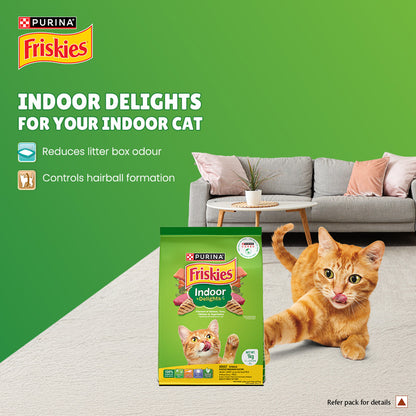Purina Friskies Indoor Delights Adult Dry Cat Food, 2.5 kg, Contains Salmon, Tuna, Chicken and Vegetables Flavours