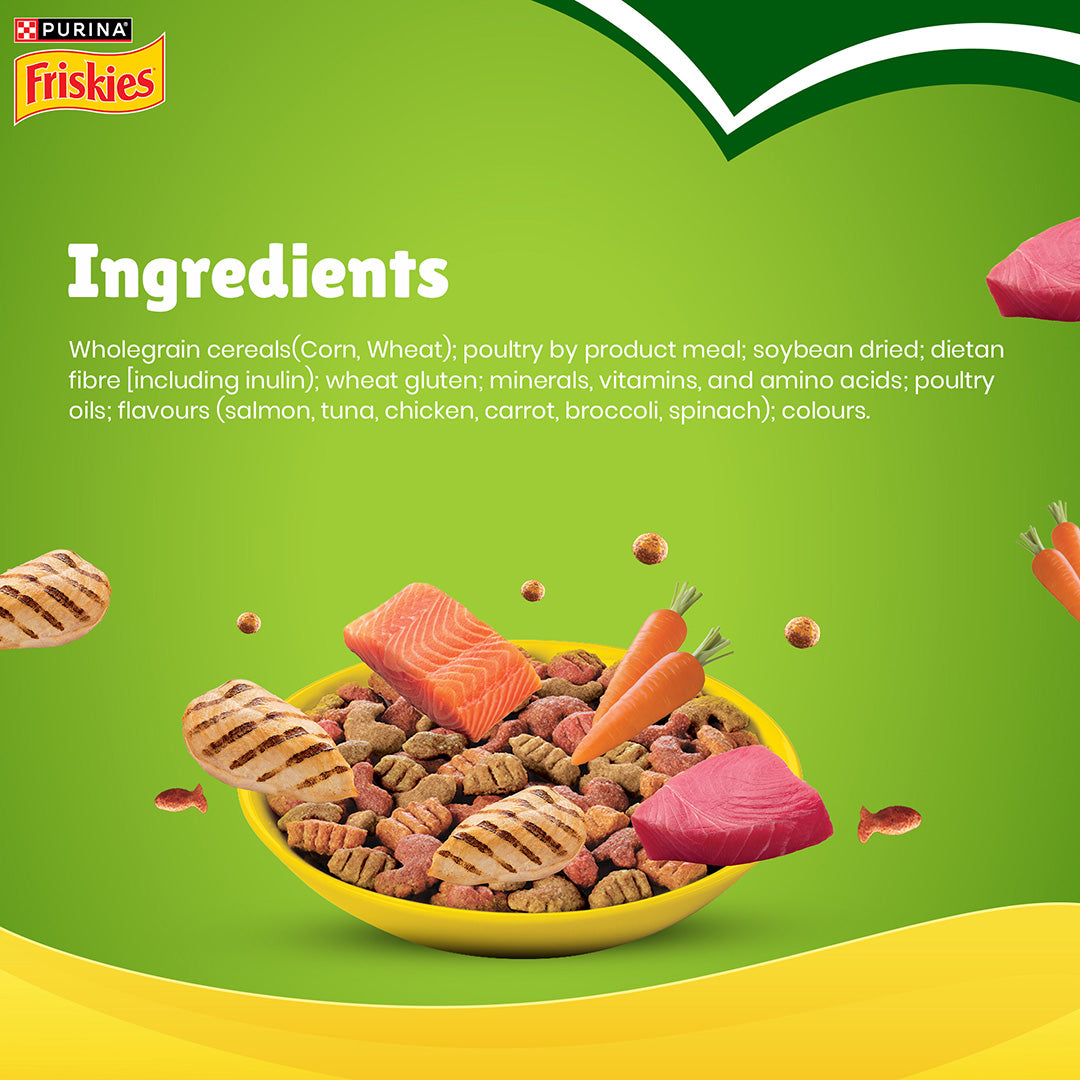 Purina Friskies Indoor Delights Adult Dry Cat Food, 2.5 kg, Contains Salmon, Tuna, Chicken and Vegetables Flavours