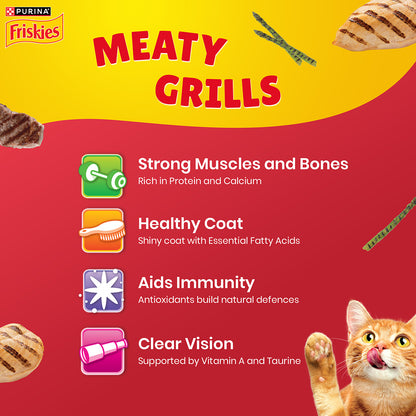 Purina Friskies Meaty Grills Adult Dry Cat Food, 2.5 Kg, Contains Chicken, Turkey, Lamb and Vegetables Flavours