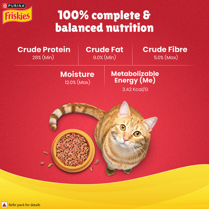 Purina Friskies Meaty Grills Adult Dry Cat Food, 2.5 Kg, Contains Chicken, Turkey, Lamb and Vegetables Flavours