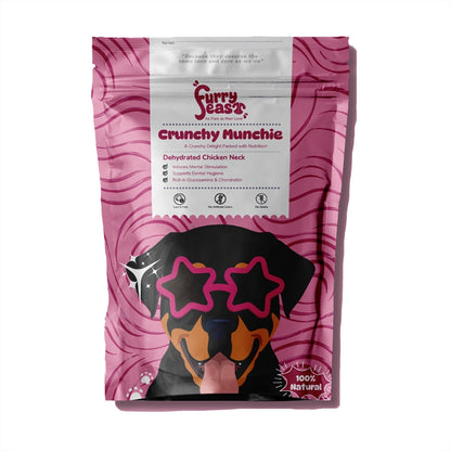 FurryFeast Crunchie Munchie | Air-Dried Chicken Neck Dog Chews