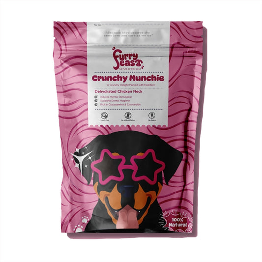 FurryFeast Crunchie Munchie | Air-Dried Chicken Neck Dog Chews