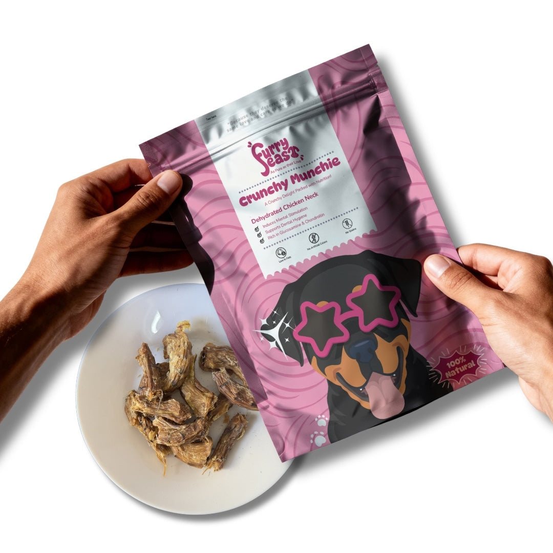 FurryFeast Crunchie Munchie | Air-Dried Chicken Neck Dog Chews