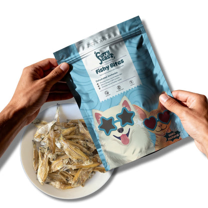 FurryFeast Fishy Bytes | Air-Dried Anchovies Treats for Dogs & Cats