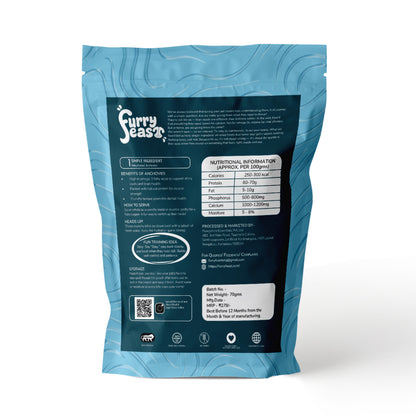FurryFeast Fishy Bytes | Air-Dried Anchovies Treats for Dogs & Cats