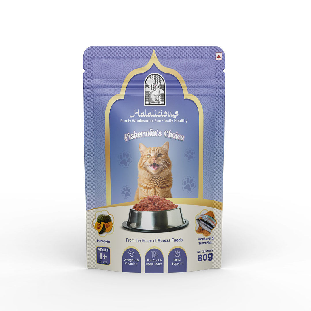 Halalicious Fisherman’s Choice Cat Wet Food | Adult Cats | 80g x Pack of 6