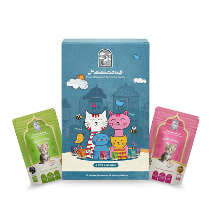 Halalicious Kitten Trial Pack Cat Wet Food | Tuna & Sardine Flavours | 80g x Pack of 6