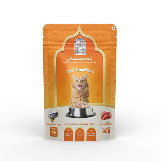 Halalicious Tuna Temptation Cat Wet Food | Adult Cats | 80g x Pack of 6