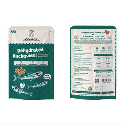 Halalicious Dehydrated Anchovies Treats | Whole Fish Omega-3 Treat | For Cats