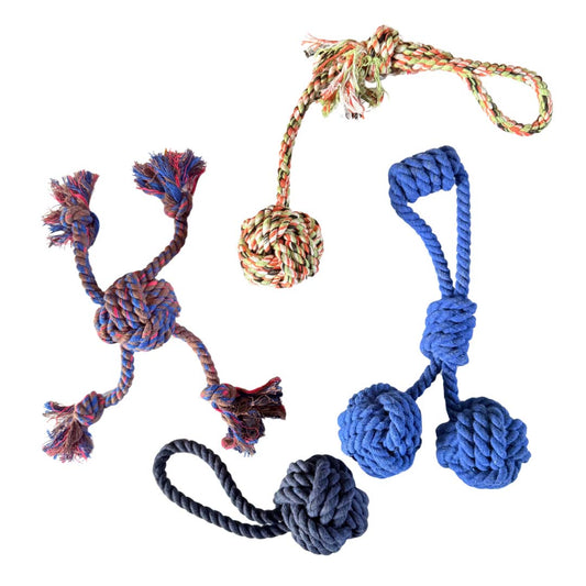 Healing Leaf 100% Cotton Rope Toys - Pack Of 4