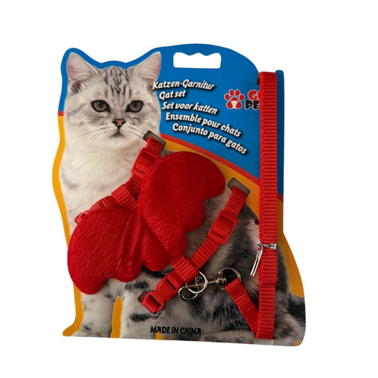 Healing Leaf Cat Angel Harness Red