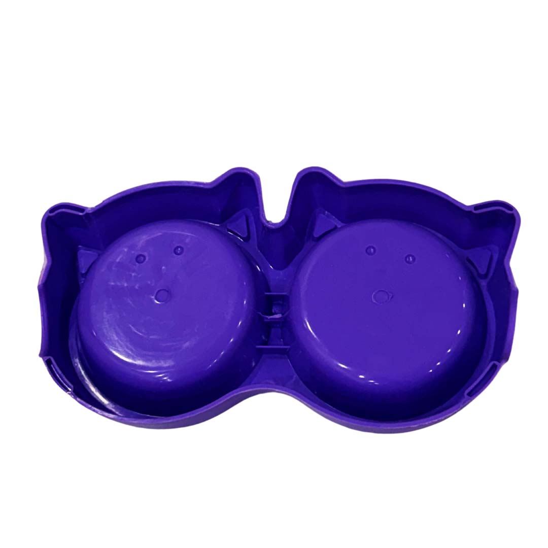 Healing Leaf Cat Shape Dual Bowl |Plastic