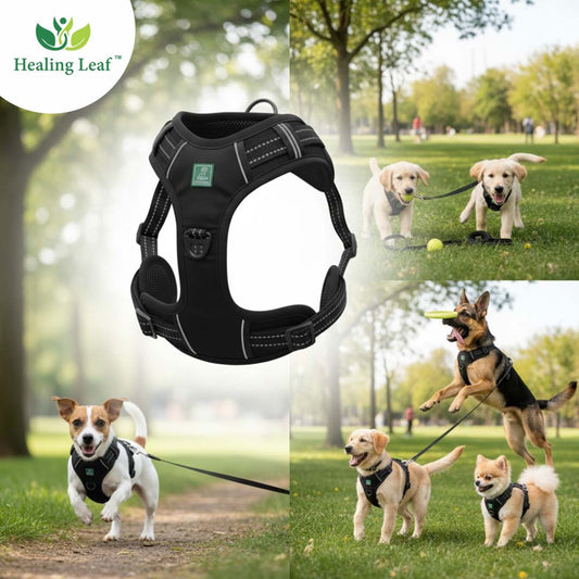 Healing Leaf Dog Harness | Black - Set of 3