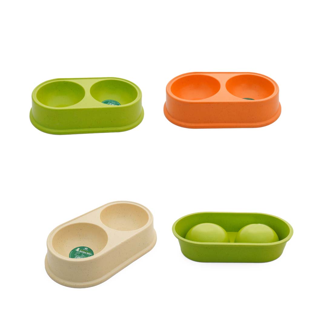 Healing Leaf Dual Bamboo Bowl Beige