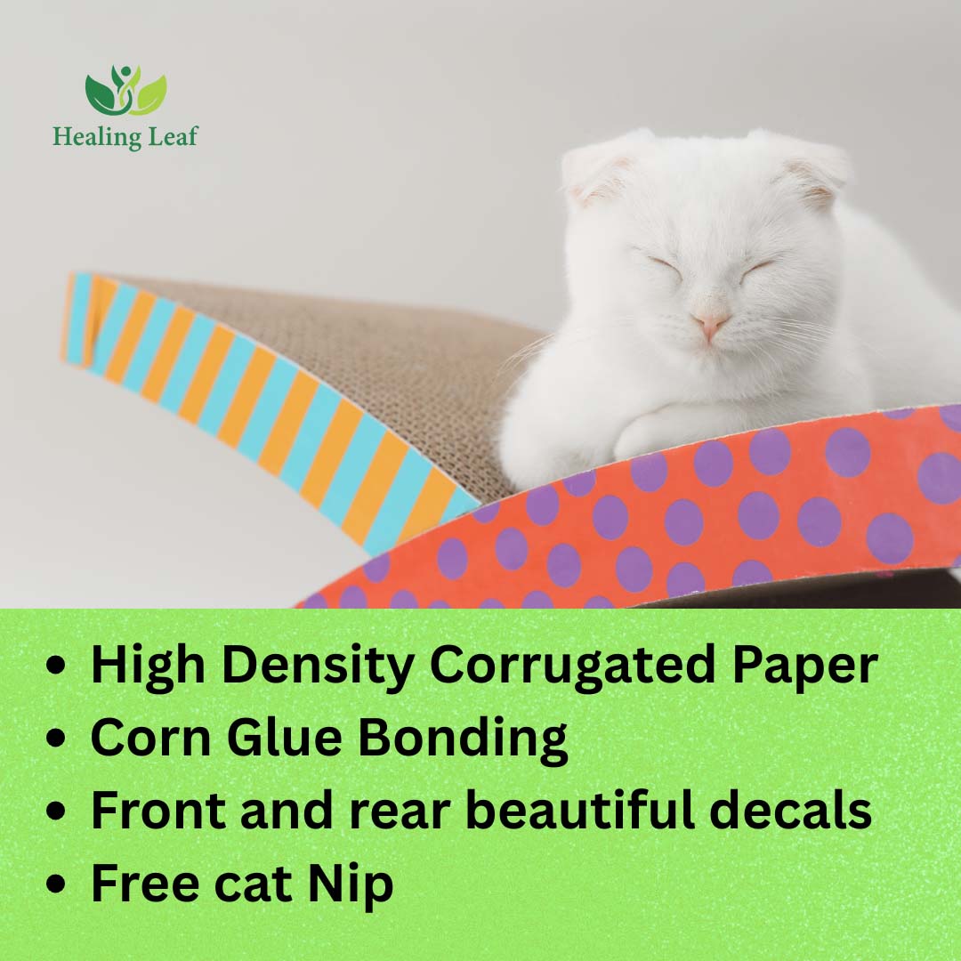 Healing Leaf 2-in-1 Cat Scratcher Toy | Ocean Shape Cardboard Scratching Pad