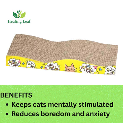Healing Leaf 2-in-1 Cat Scratcher Toy | Ocean Shape Cardboard Scratching Pad
